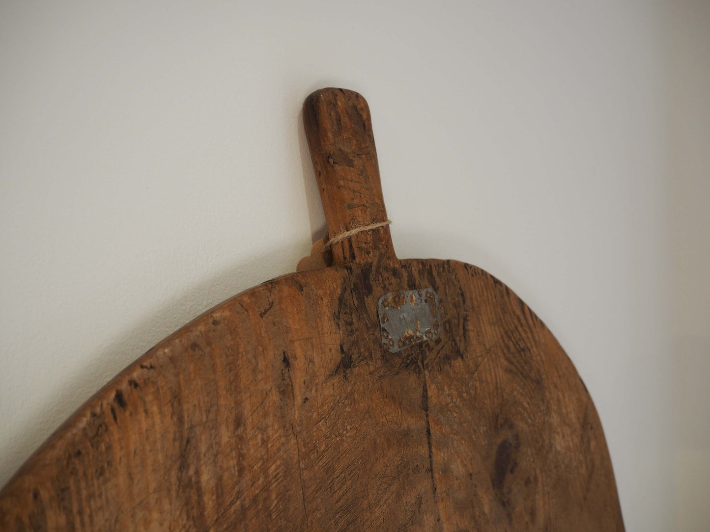 Antique Vintage Large Turkish Wooden Bread Board with Metal Repair Detailing / Chopping Charcuterie Board / Wooden Serving Plate