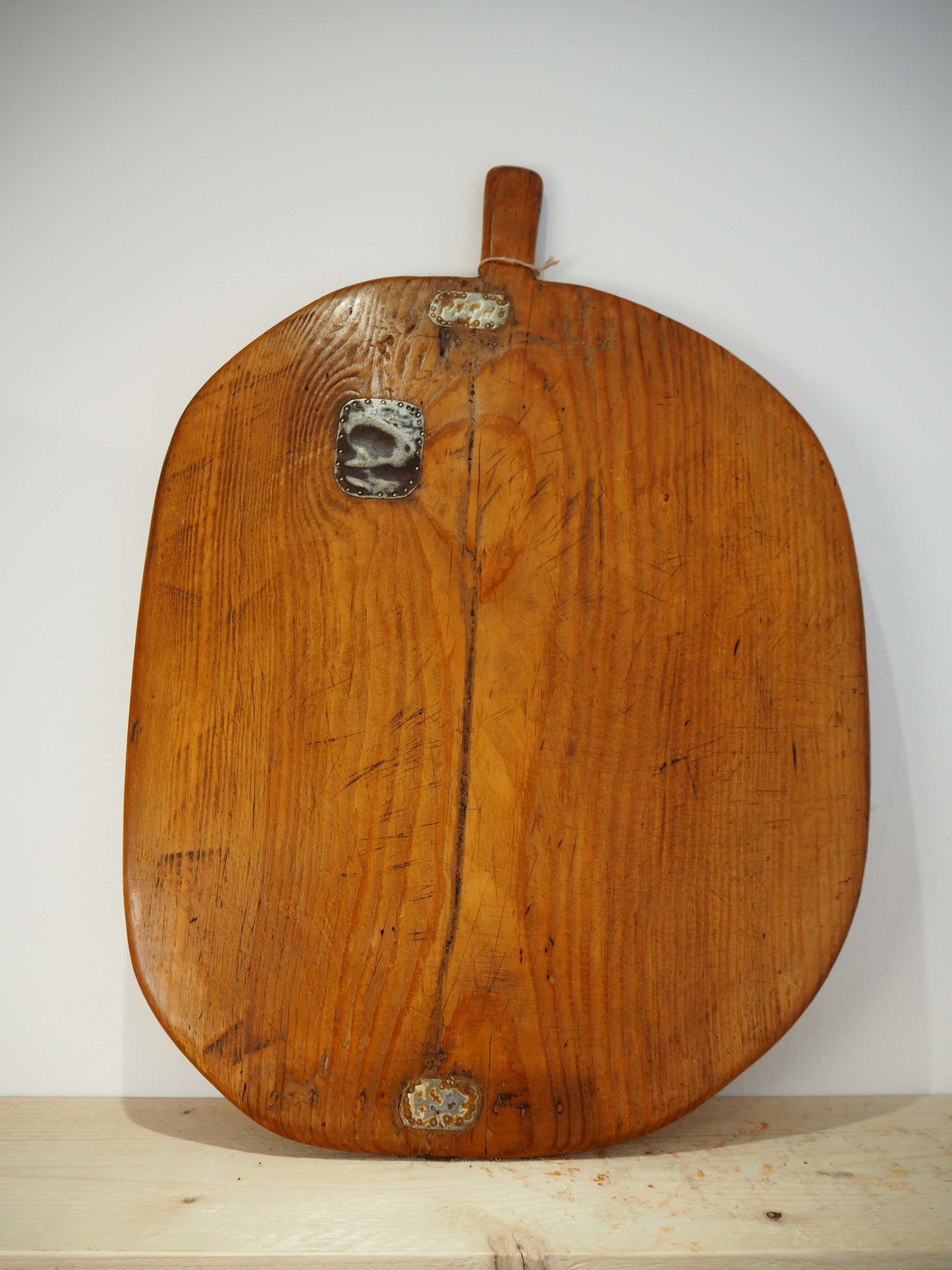 Antique Vintage Large Turkish Wooden Bread Board with Metal Repair Detailing / Chopping Charcuterie Board / Wooden Serving Plate