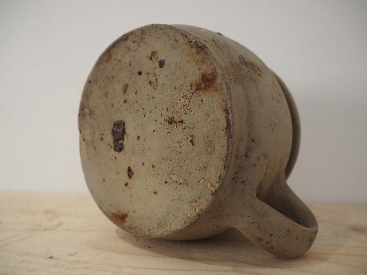 Vintage Antique Small Rustic French Handmade Confit Pot With Handle / Kitchen Storage Jar
