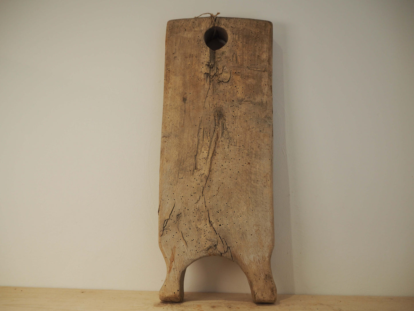Vintage Antique Wooden Primitive Romanian Elm Ribbed Washboard