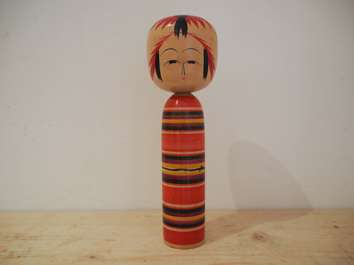 Vintage Antique Wooden Hand-Painted Mid-Century Japanese Kokeshi Dolls