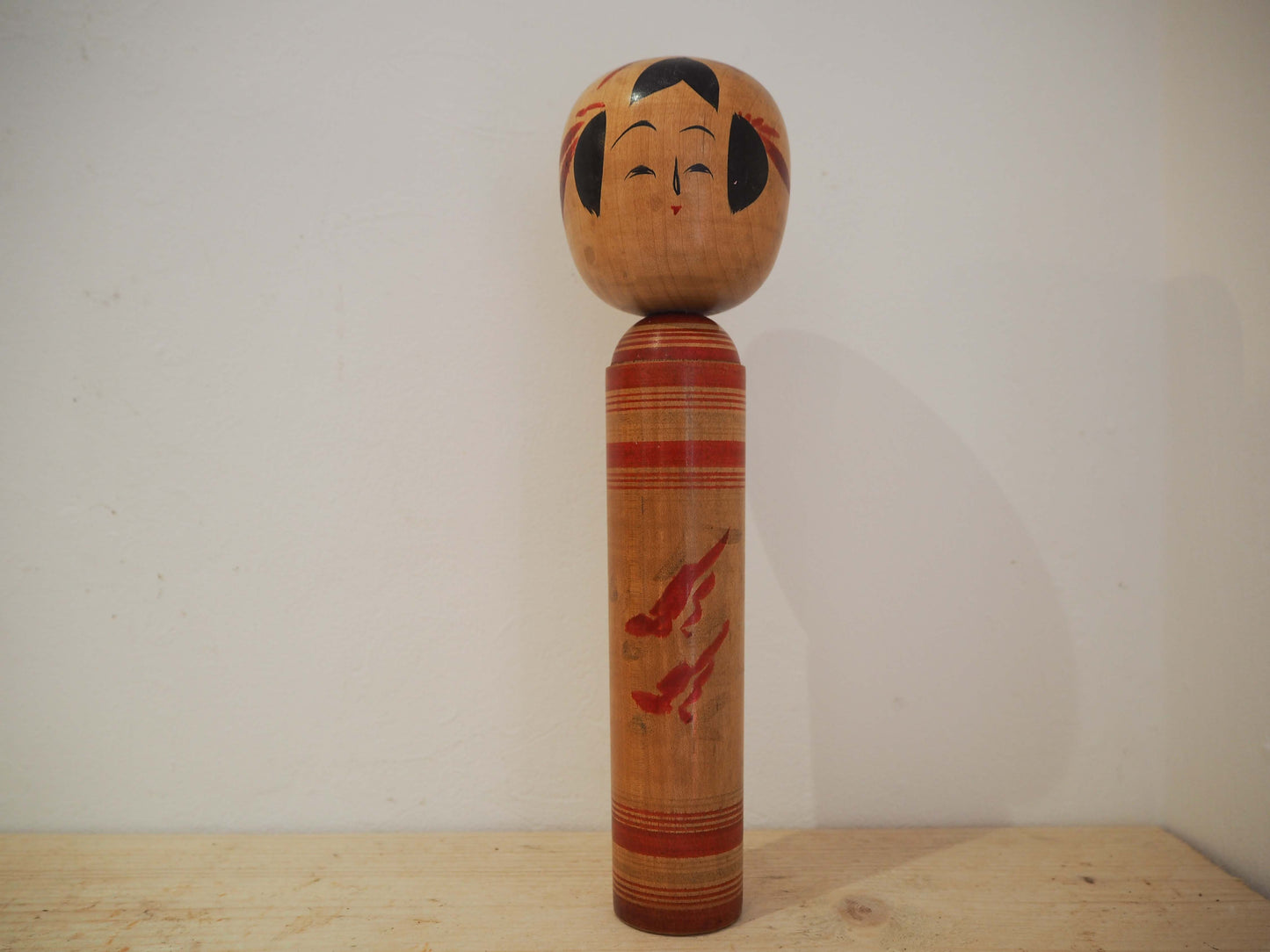 Vintage Antique Wooden Hand-Painted Mid-Century Japanese Kokeshi Dolls