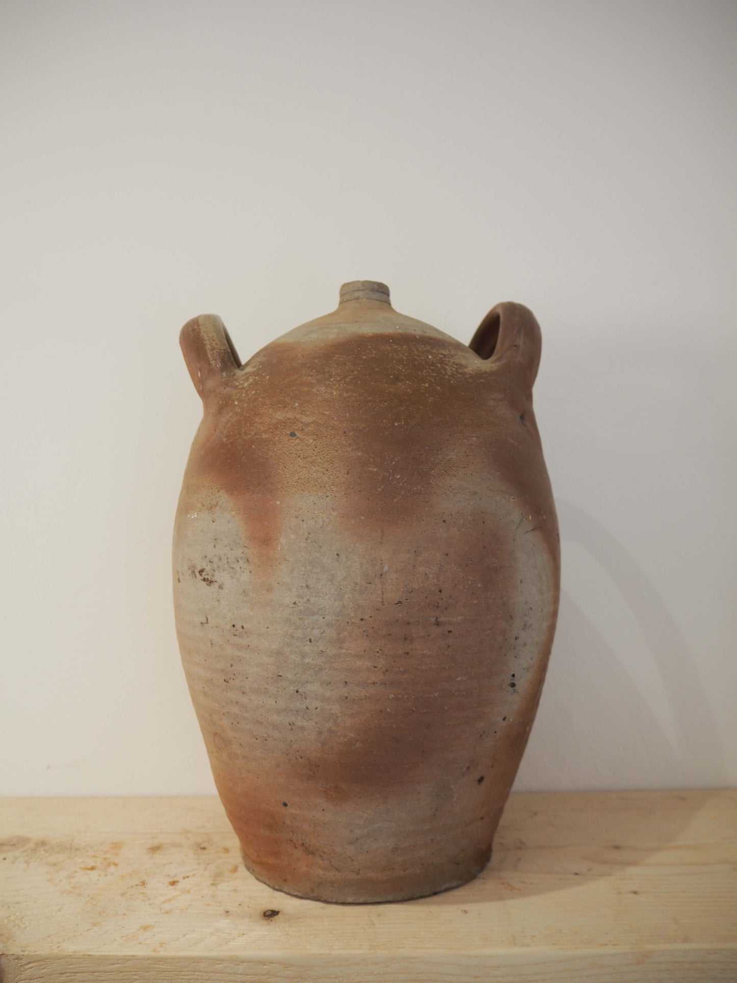 Vintage Antique Rustic French Handmade Confit Pot With Double Handle / Kitchen Storage Jar