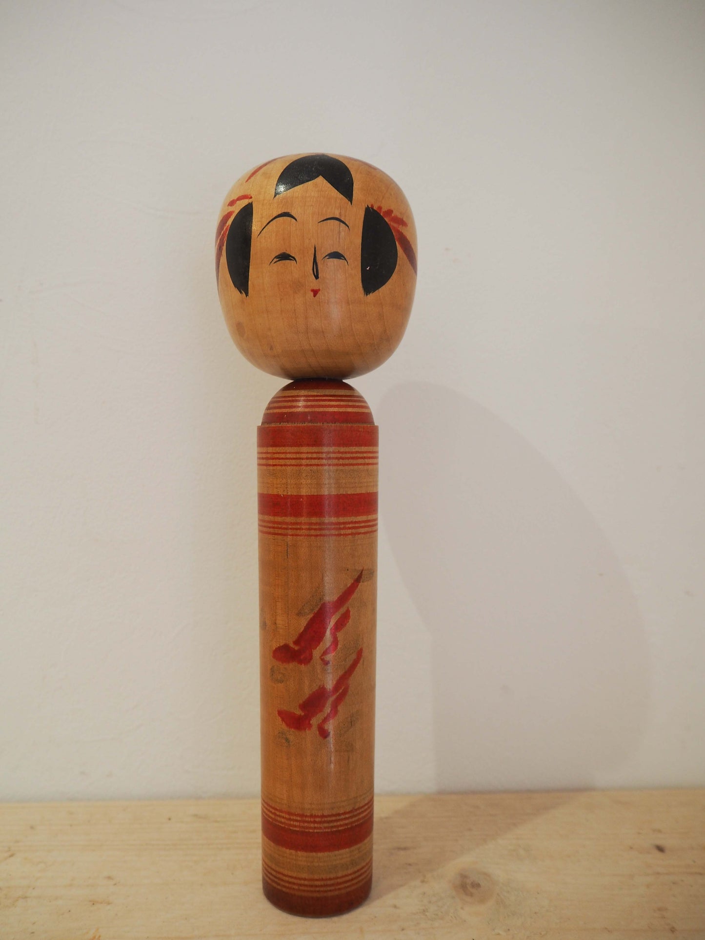 Vintage Antique Wooden Hand-Painted Mid-Century Japanese Kokeshi Dolls