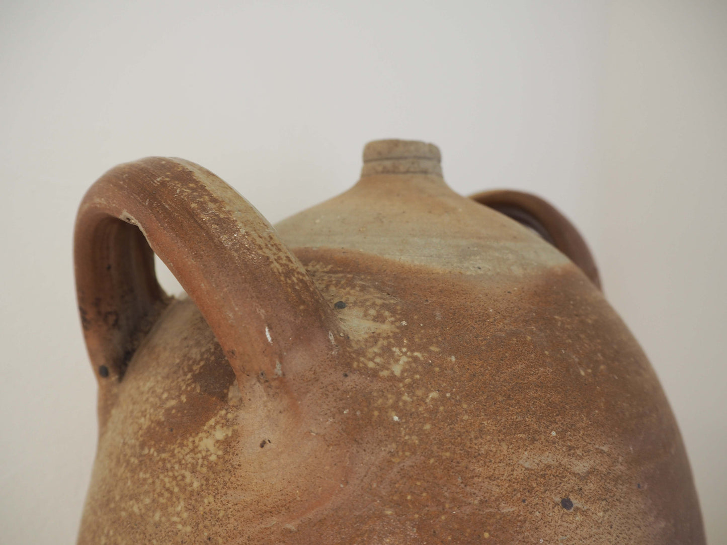 Vintage Antique Rustic French Handmade Confit Pot With Double Handle / Kitchen Storage Jar