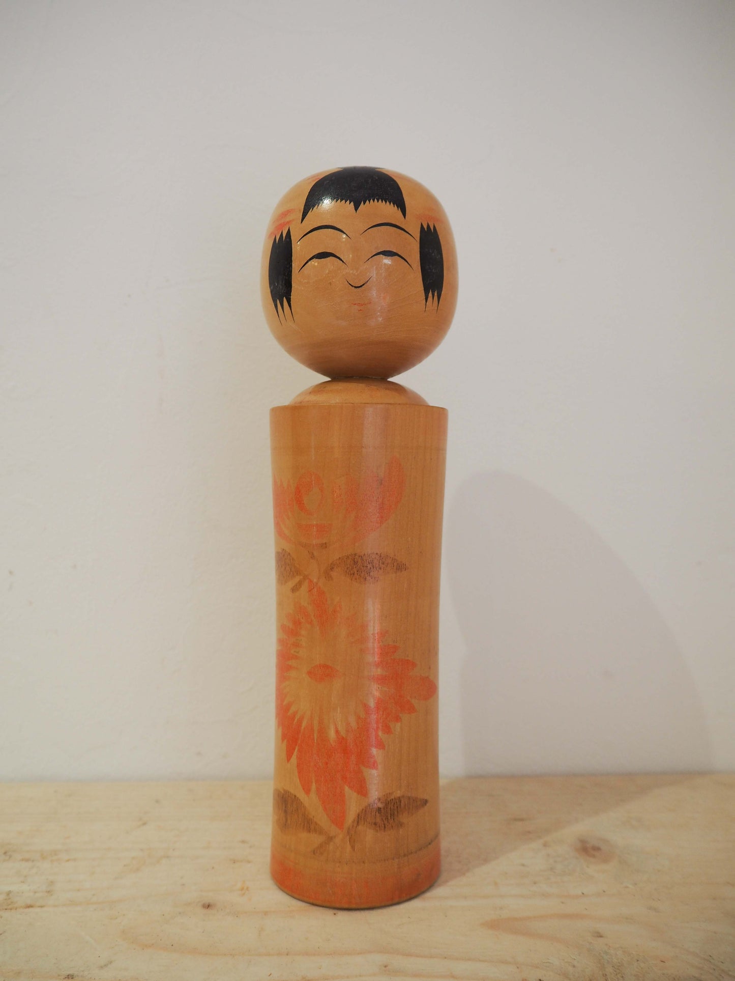 Vintage Antique Wooden Hand-Painted Mid-Century Japanese Kokeshi Dolls