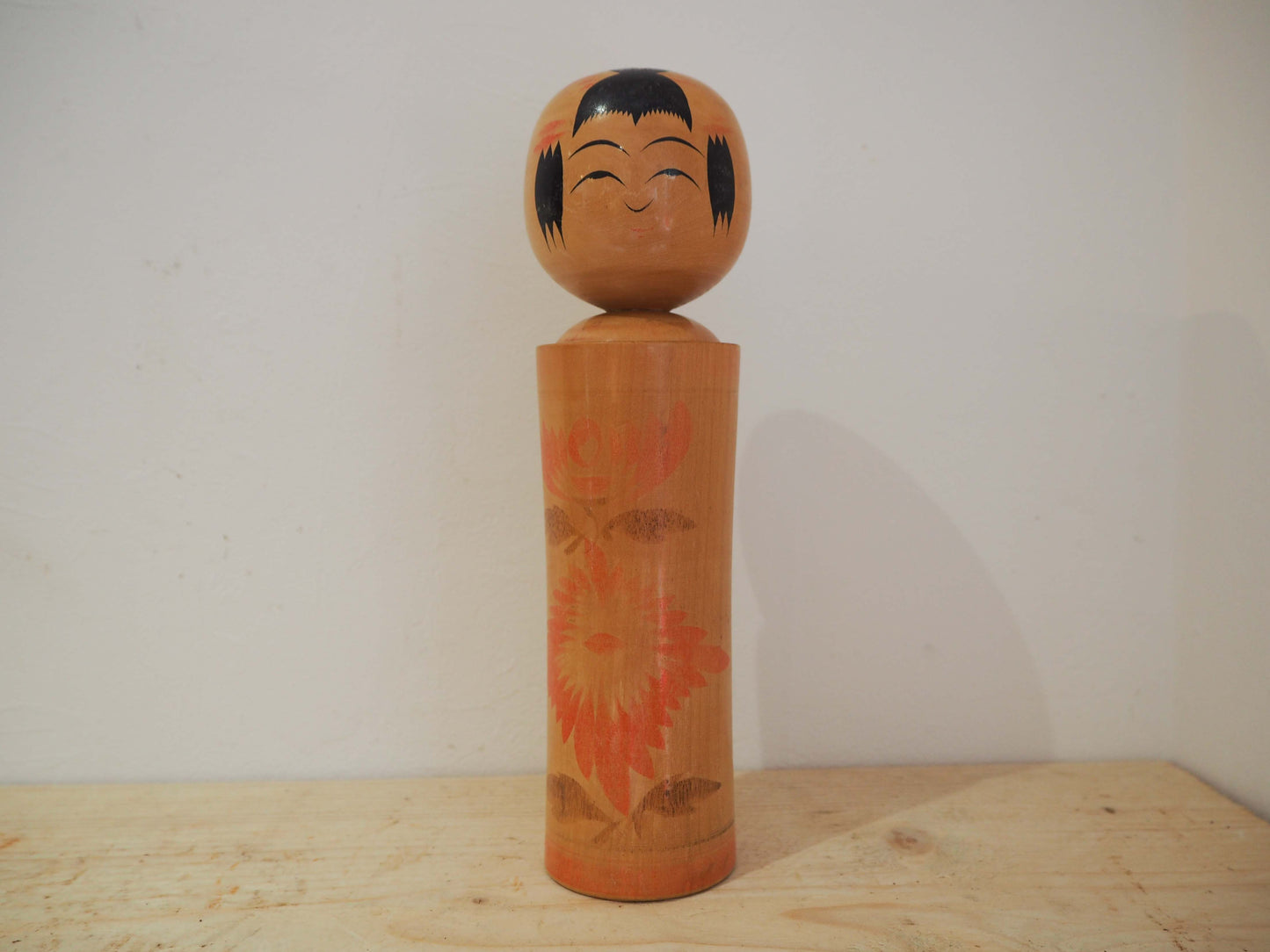 Vintage Antique Wooden Hand-Painted Mid-Century Japanese Kokeshi Dolls