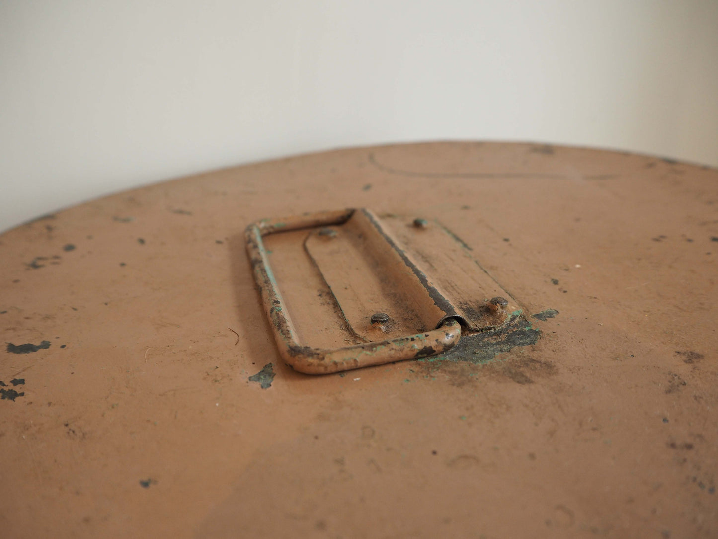 Vintage Large Pink Painted Metal Vintage Indian Rice Storage Drum / Bin / Laundry Basket - Early 20th Century