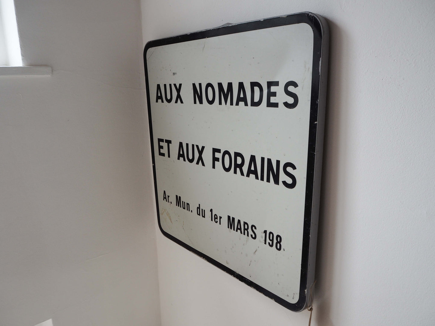 Vintage Antique Old French Metal Road Sign / Black & White Text / Large Wall Art