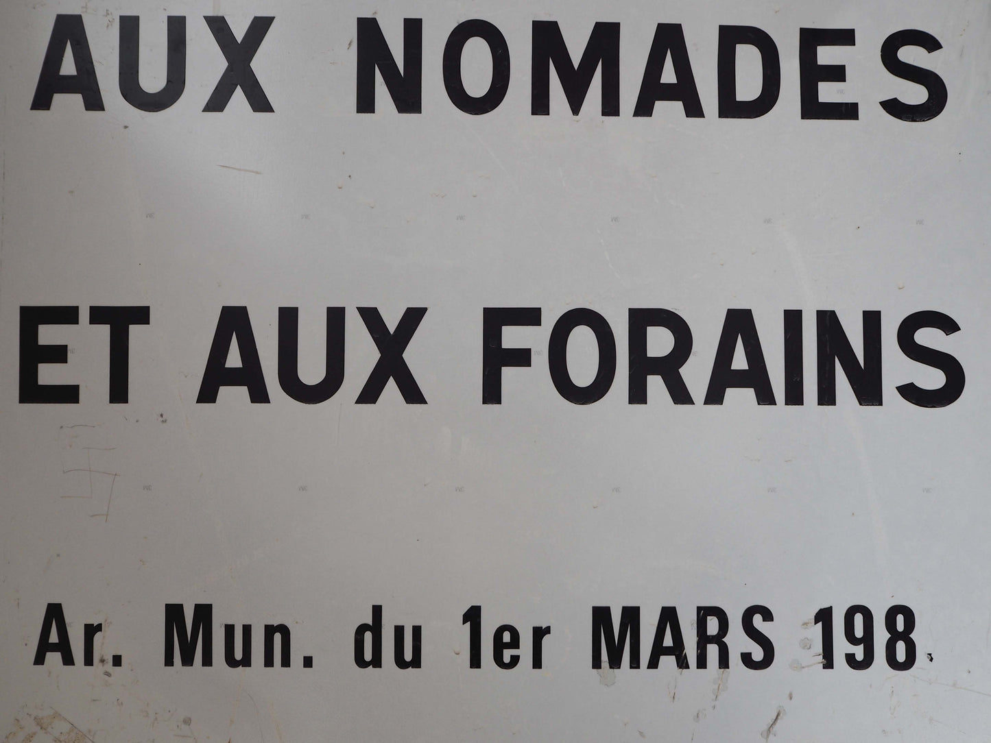 Vintage Antique Old French Metal Road Sign / Black & White Text / Large Wall Art