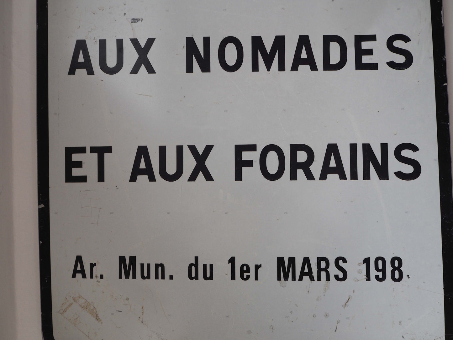 Vintage Antique Old French Metal Road Sign / Black & White Text / Large Wall Art