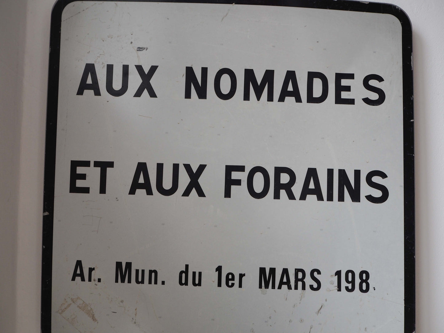 Vintage Antique Old French Metal Road Sign / Black & White Text / Large Wall Art