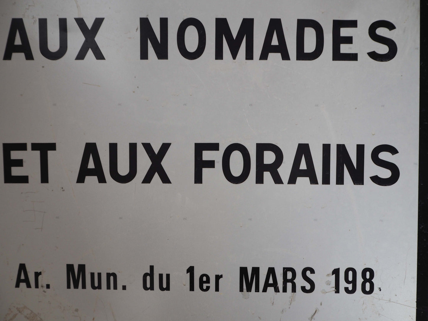 Vintage Antique Old French Metal Road Sign / Black & White Text / Large Wall Art