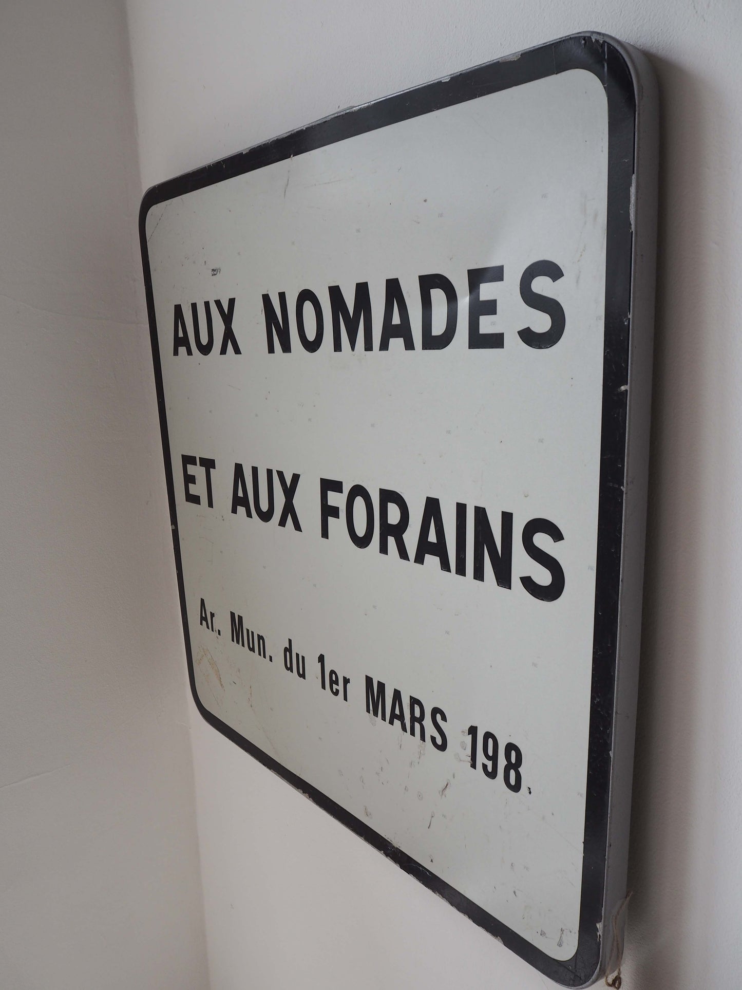 Vintage Antique Old French Metal Road Sign / Black & White Text / Large Wall Art