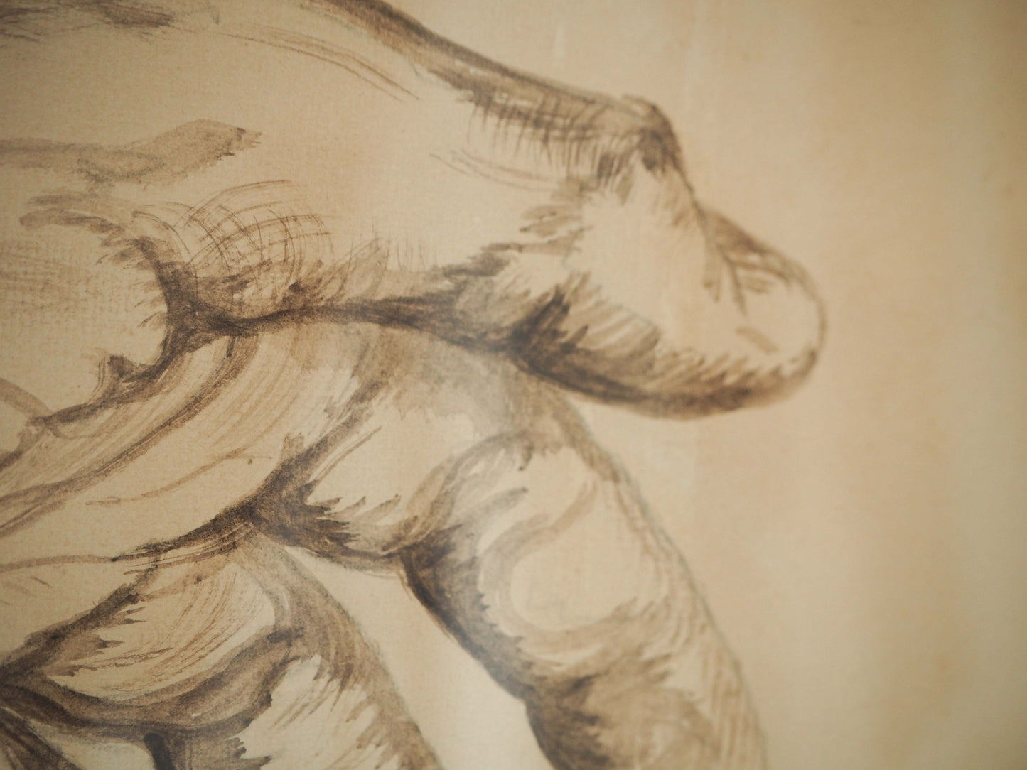 Vintage 1980s Framed Original Sketch of Two Hands / Figurative Art