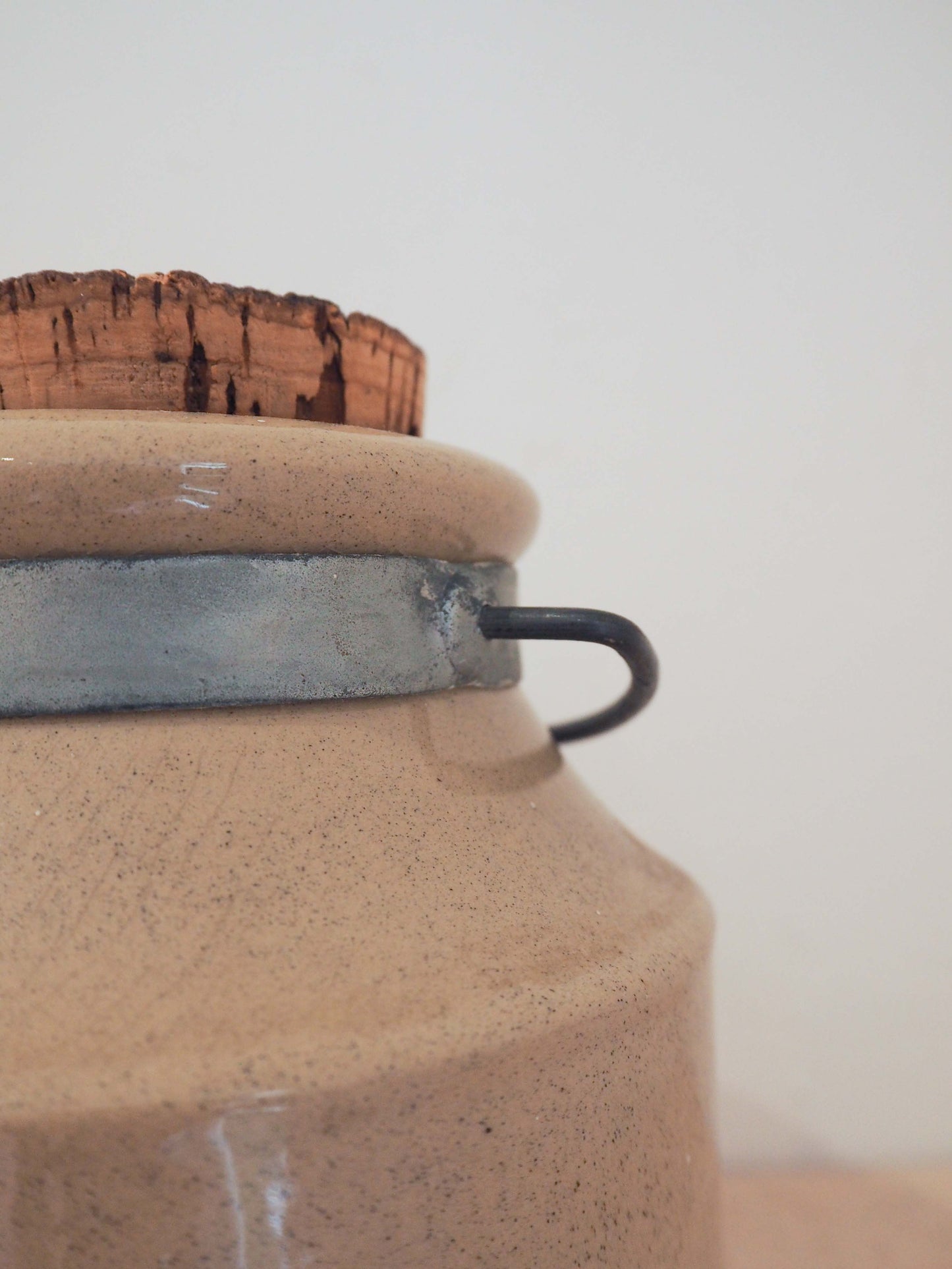 Vintage Homemade Relish Stoneware Pot With Cork Stopper / Kitchen Decor