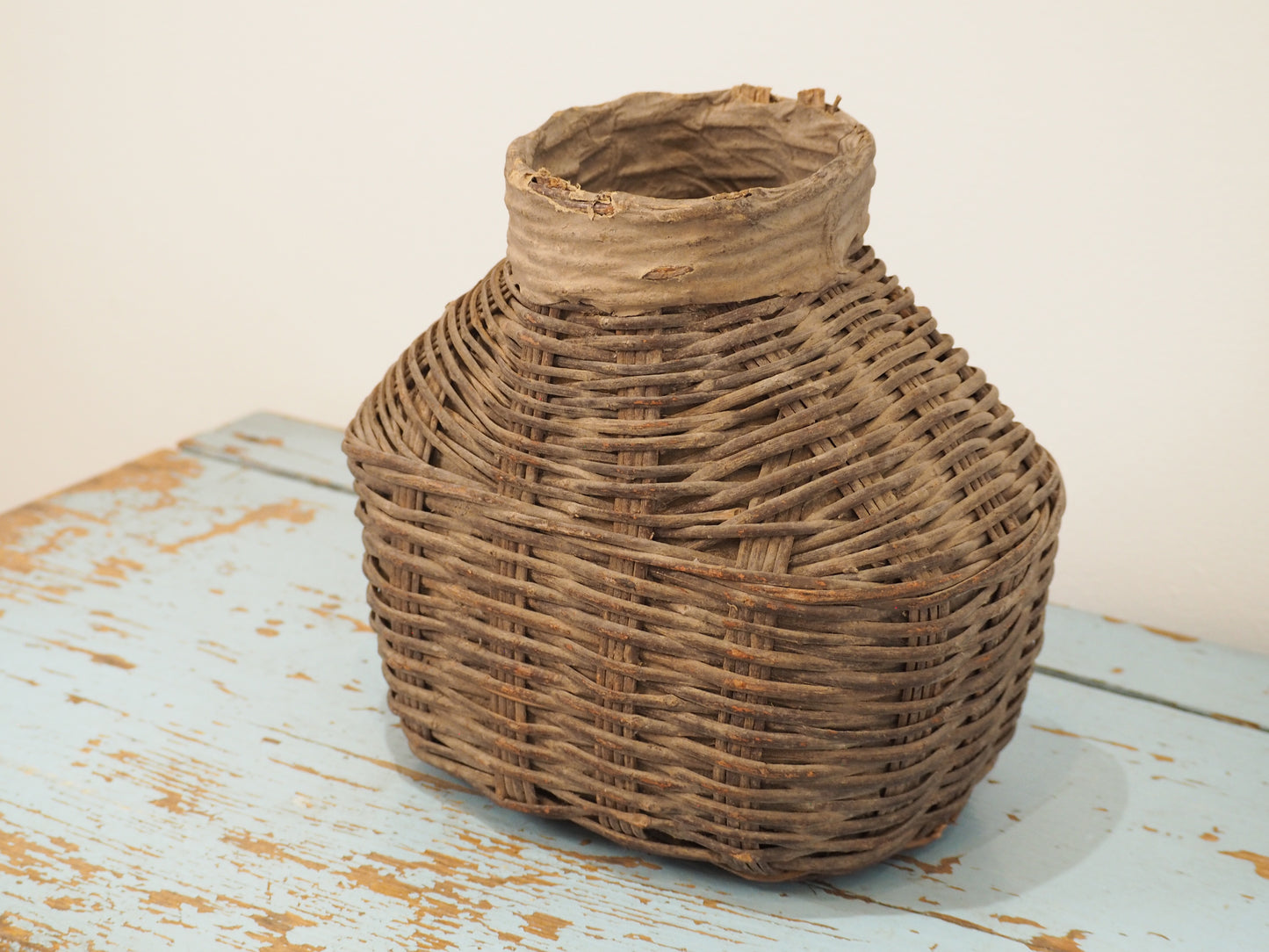 Antique Early 20th Century Chinese Woven Willow Oil Container / Wicker Jar (Sold Individually)
