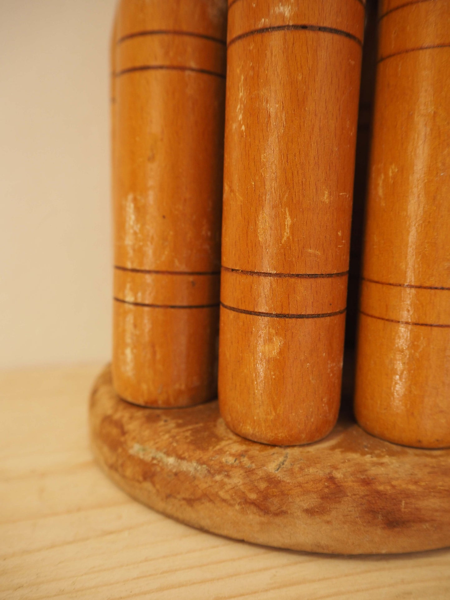 Vintage Antique Early 20th-Century English Wooden Skittle Set