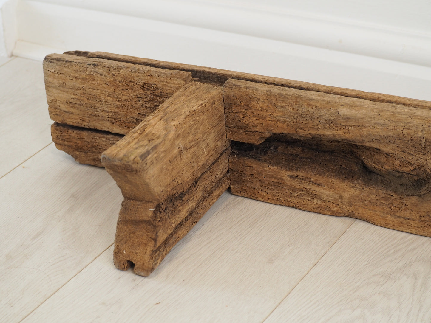 Antique French Long Rustic Oak Wooden Bench / Stool