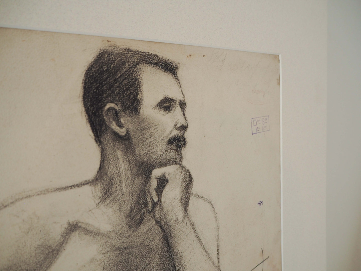 Vintage Antique Large French Original Nude Life Drawing / Charcoal Sketch (Unknown Artist)