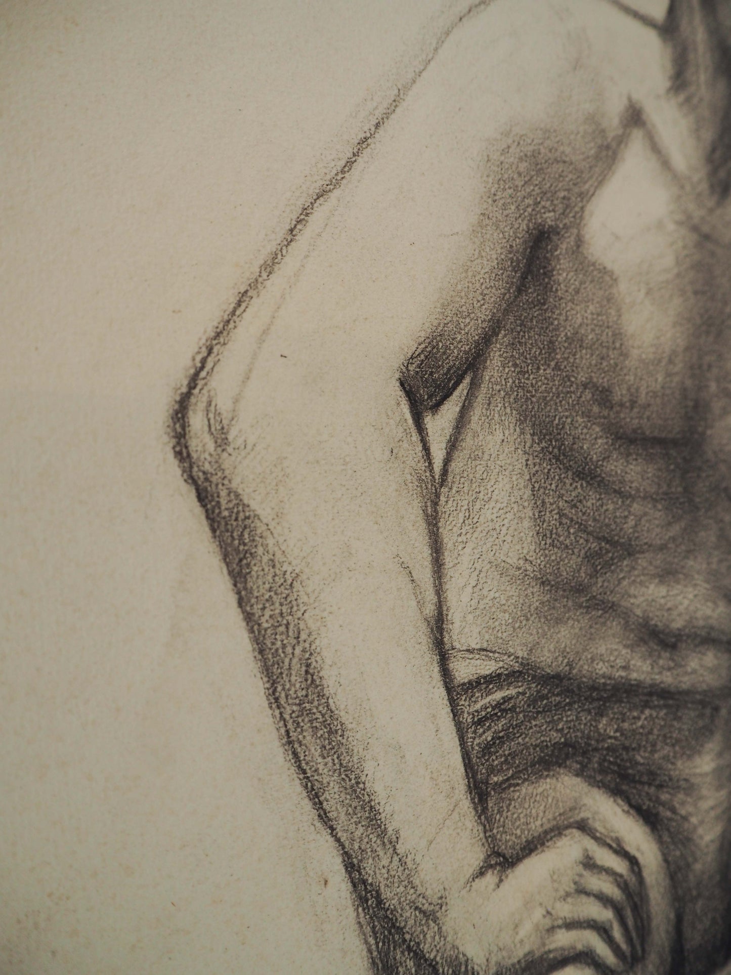 Vintage Antique Large French Original Nude Life Drawing / Charcoal Sketch (Unknown Artist)