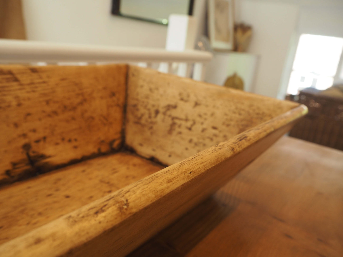 Wooden Rustic Antique Rectangular Dough Trough / Farmhouse Kitchen Storage