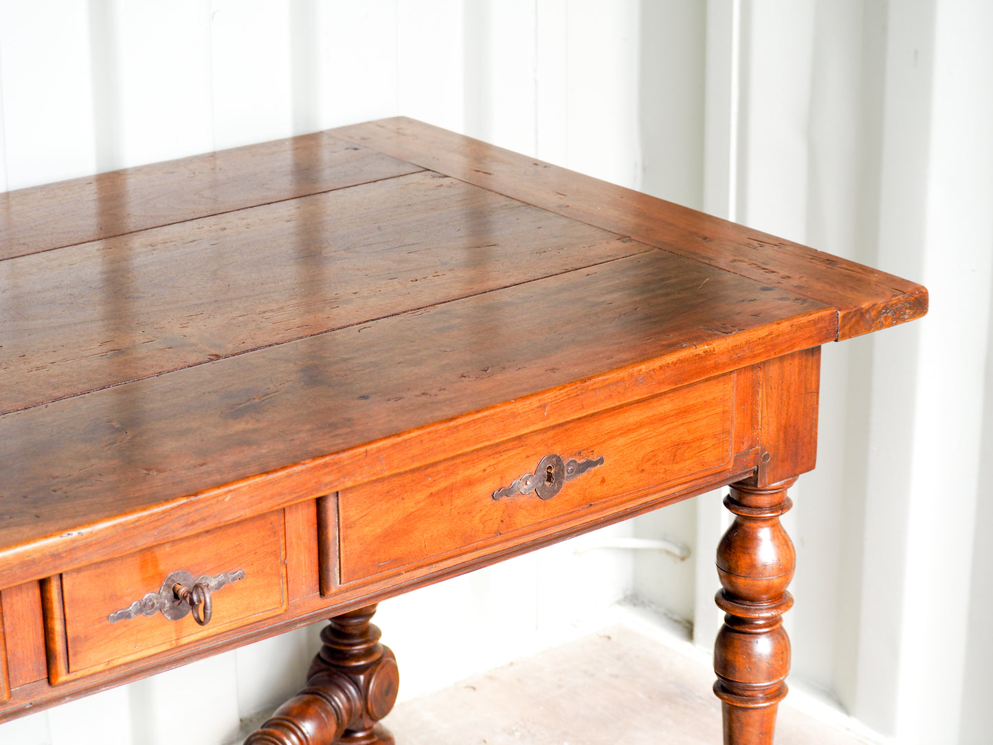 Antique 18th Century Walnut French Library Desk / Dining Table