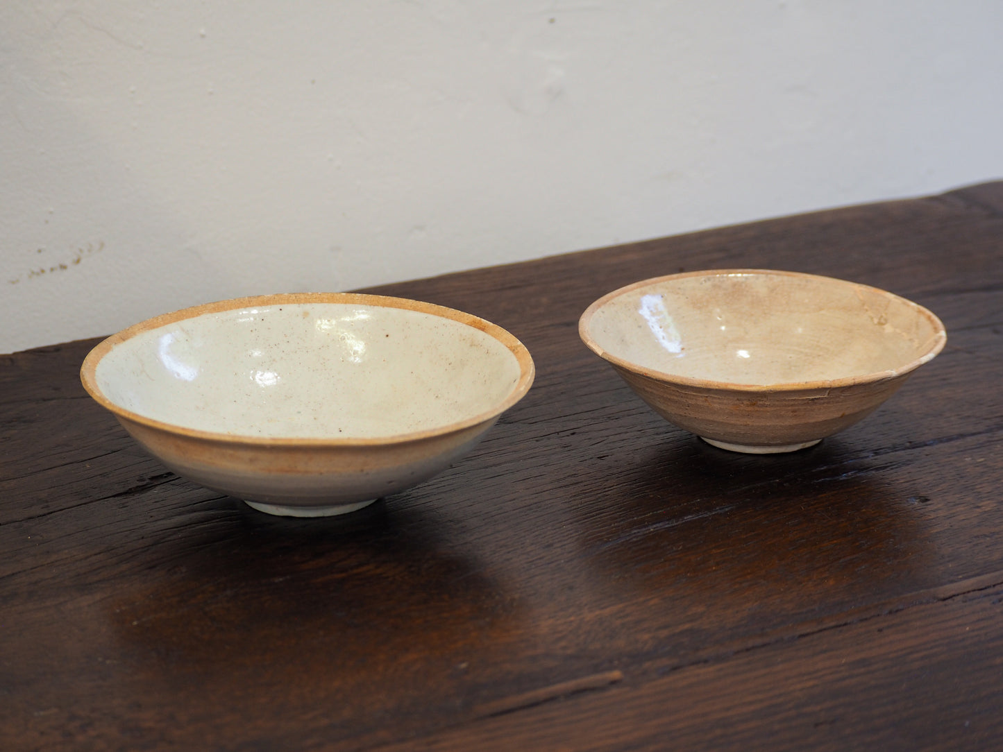 Antique Chinese Song Dynasty Cream Glazed Ceramic Bowl (Sold Individually)