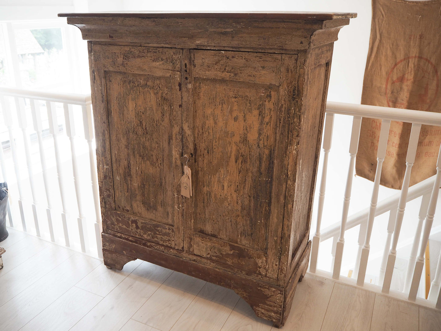 Vintage Antique Wooden Painted Spanish Cabinet with Shelves / Furniture