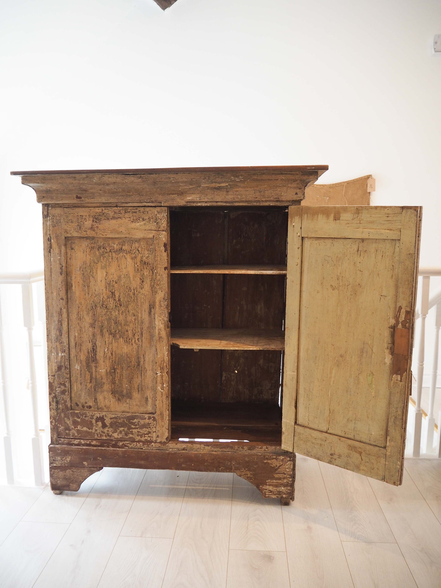 Vintage Antique Wooden Painted Spanish Cabinet with Shelves / Furniture