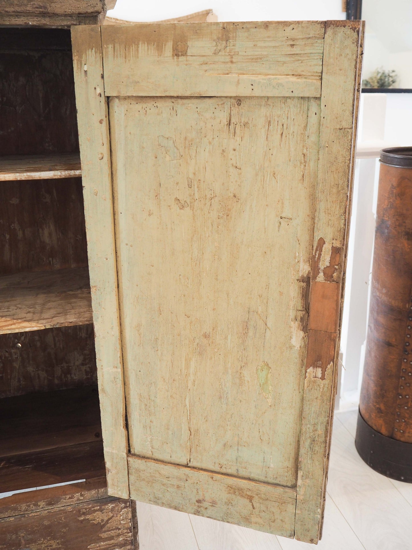 Vintage Antique Wooden Painted Spanish Cabinet with Shelves / Furniture