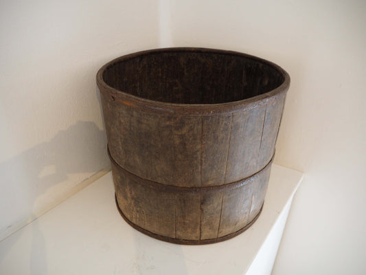 Vintage Antique Indian Wooden and Metal Decorative Planter