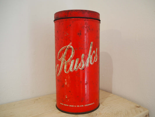Vintage Vibrant Red Original Advertising Tin / Metal Kitchen Container