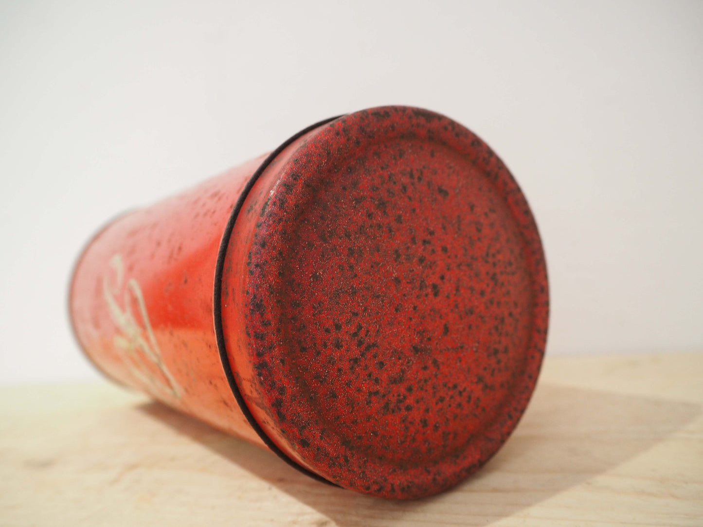 Vintage Vibrant Red Original Advertising Tin / Metal Kitchen Container