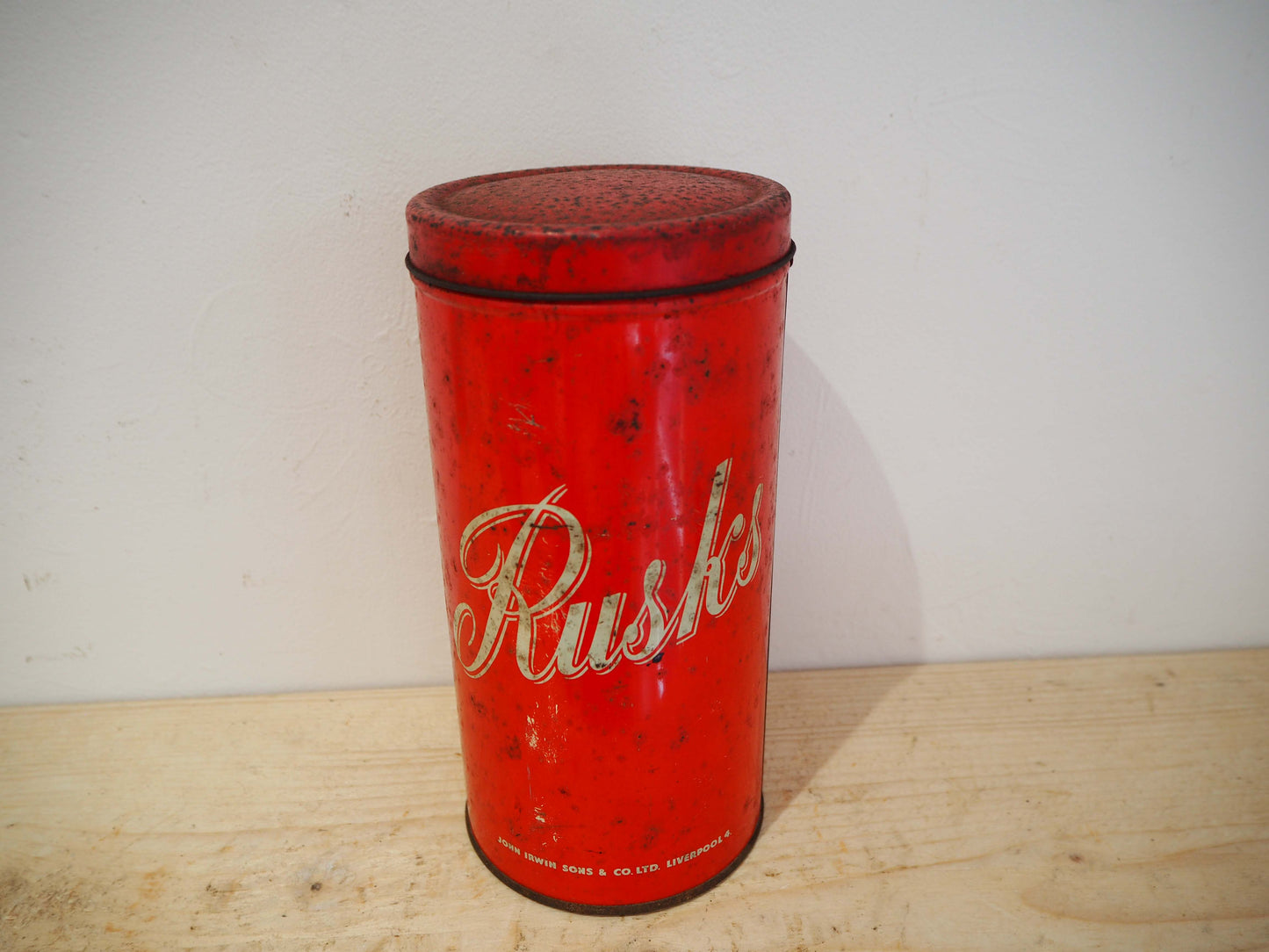 Vintage Vibrant Red Original Advertising Tin / Metal Kitchen Container