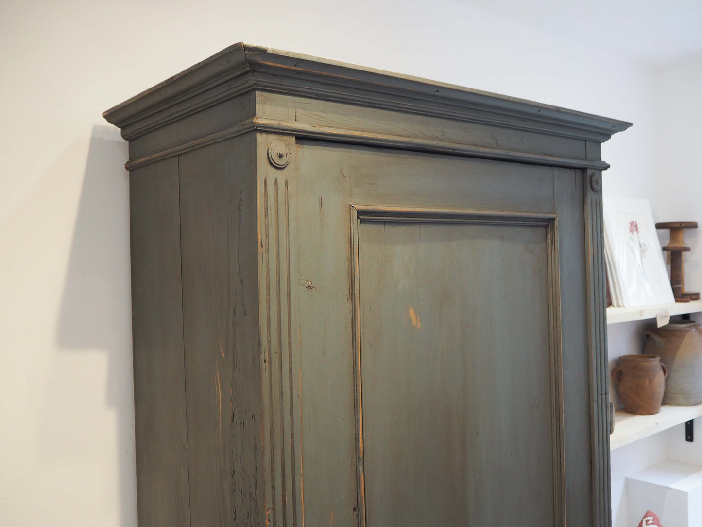 Antique Vintage Housekeepers Pine Painted Wooden Cupboard / Rustic Furniture
