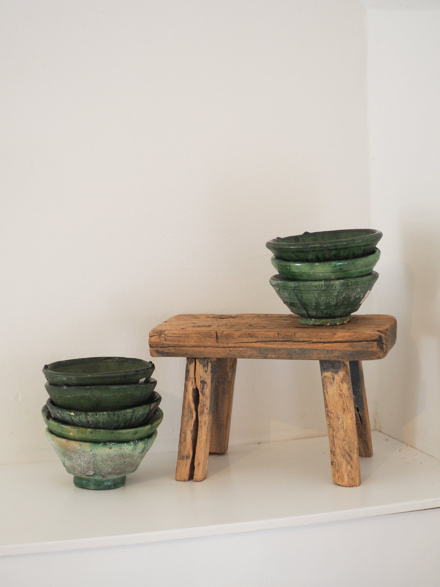 Vintage Moroccan Tamegroute Green Glazed Ceramic Bowl - Handmade Moroccan Serving Dish (Sold Individually)