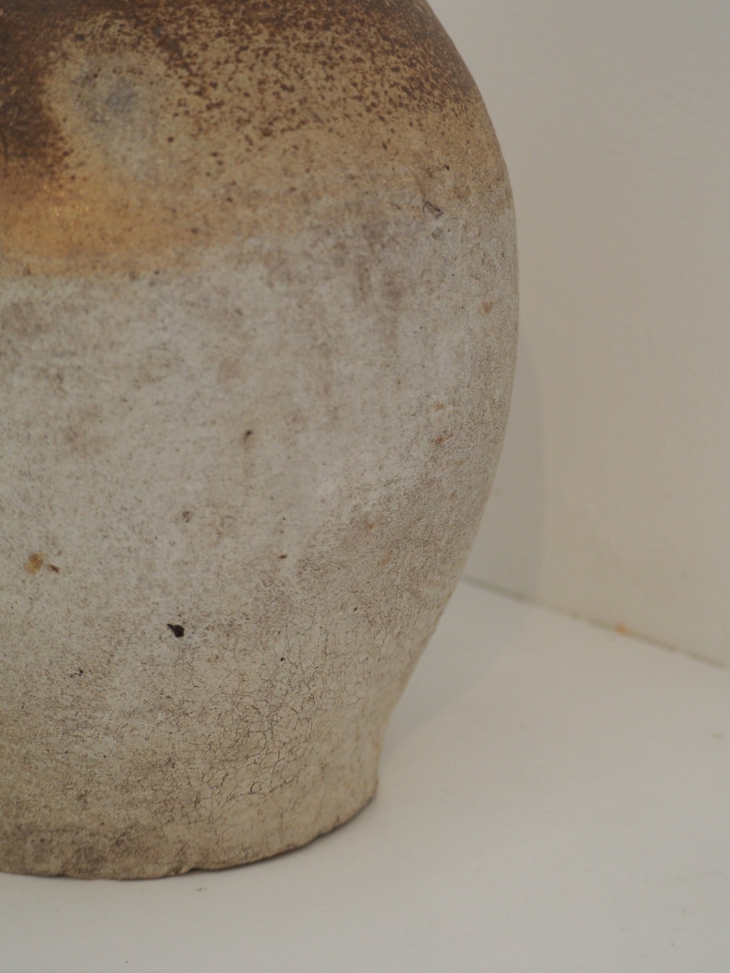 Antique Vintage French Handmade Oil Pot with Handle / Rustic Kitchen Storage Jar