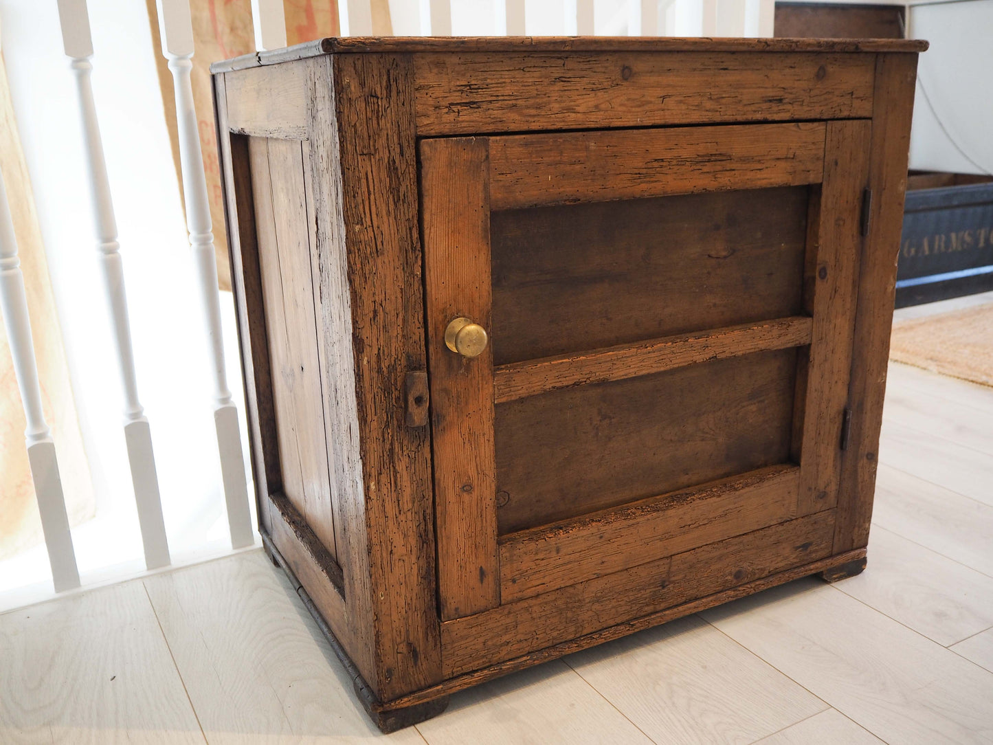 Vintage Antique Pine Meat Safe With Latch / Side Table / Storage Cupboard