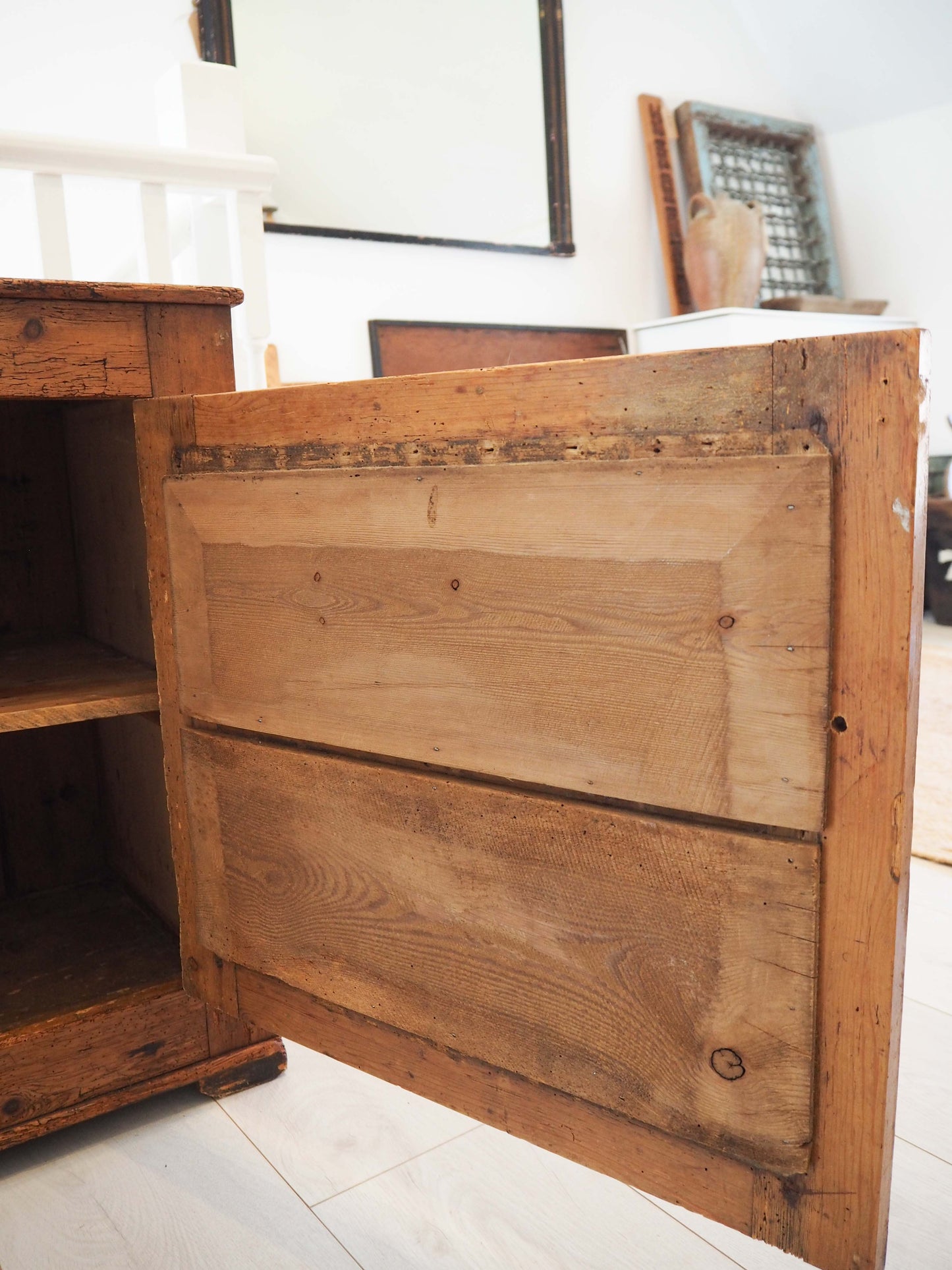 Vintage Antique Pine Meat Safe With Latch / Side Table / Storage Cupboard