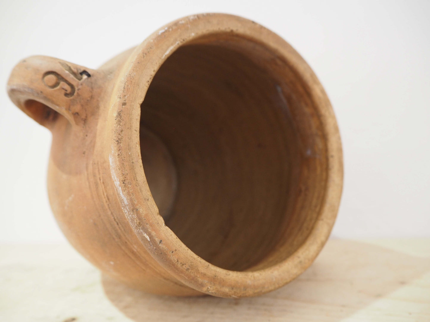 Vintage Antique Rustic French Handmade Olive Confit Pot With Double Handle / Kitchen Storage Jar