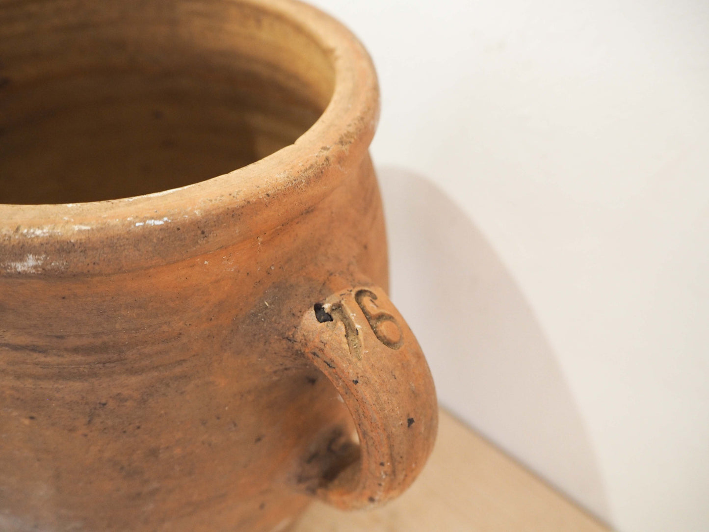 Vintage Antique Rustic French Handmade Olive Confit Pot With Double Handle / Kitchen Storage Jar