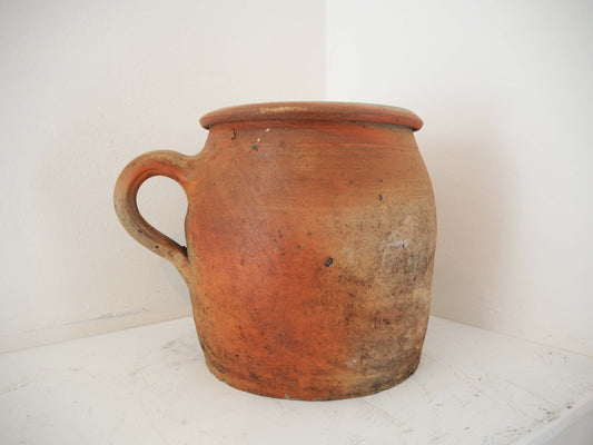 Vintage Antique Rustic French Handmade Confit Pot / Kitchen Storage Jar