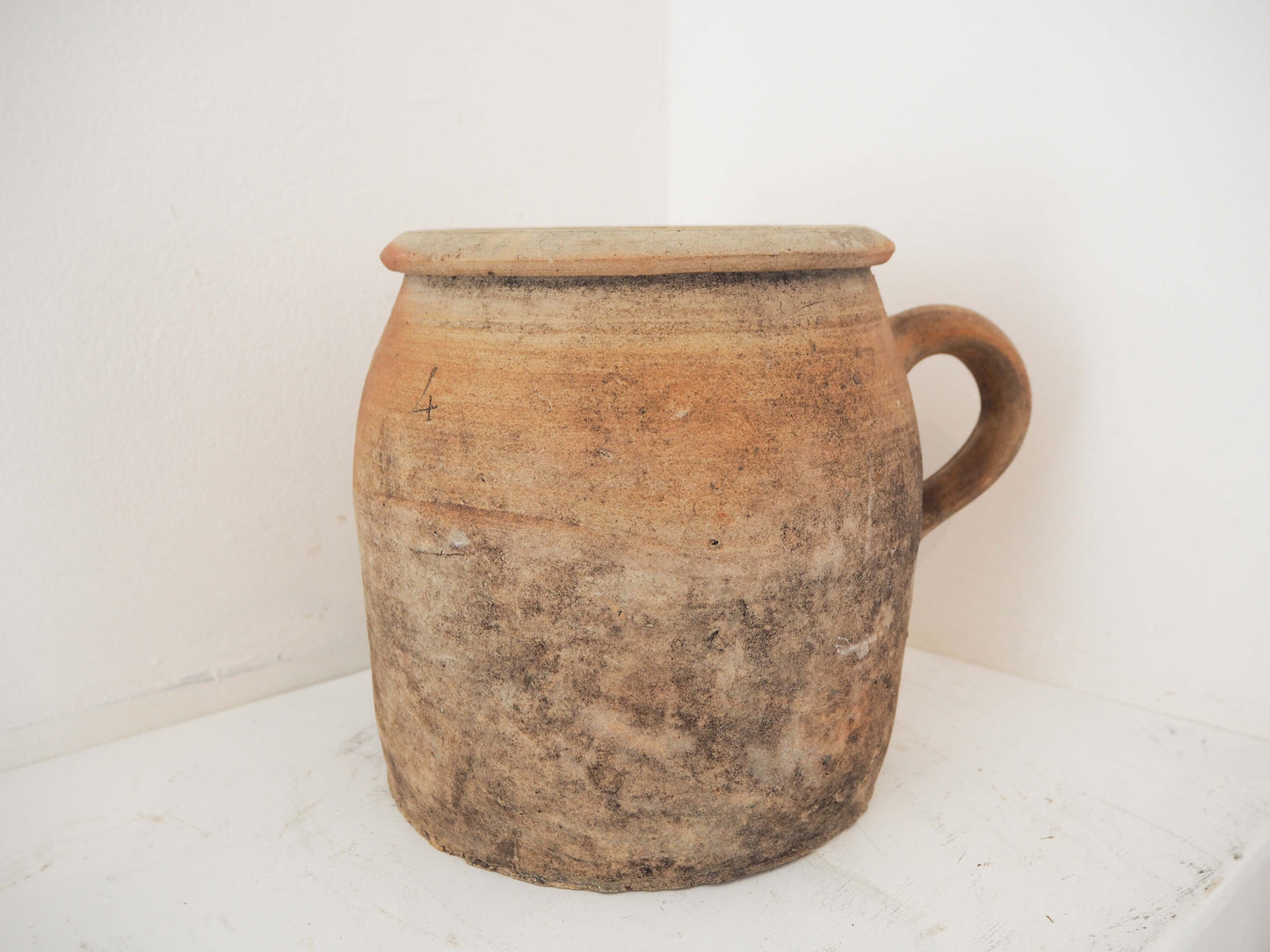 Vintage Antique Rustic French Handmade Confit Pot / Kitchen Storage Jar