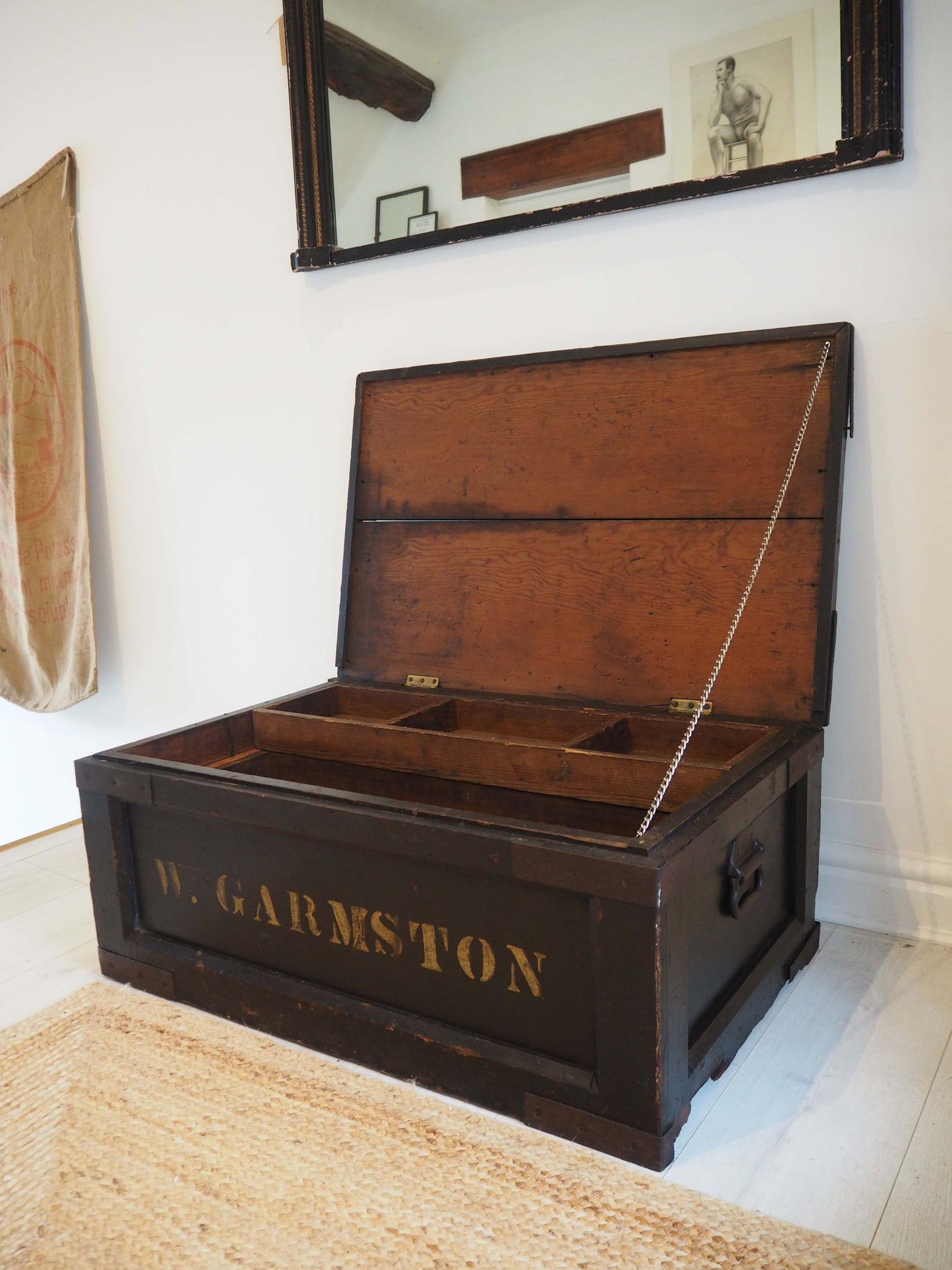 Vintage Antique Large Original Wooden Trunk / Coffee Table