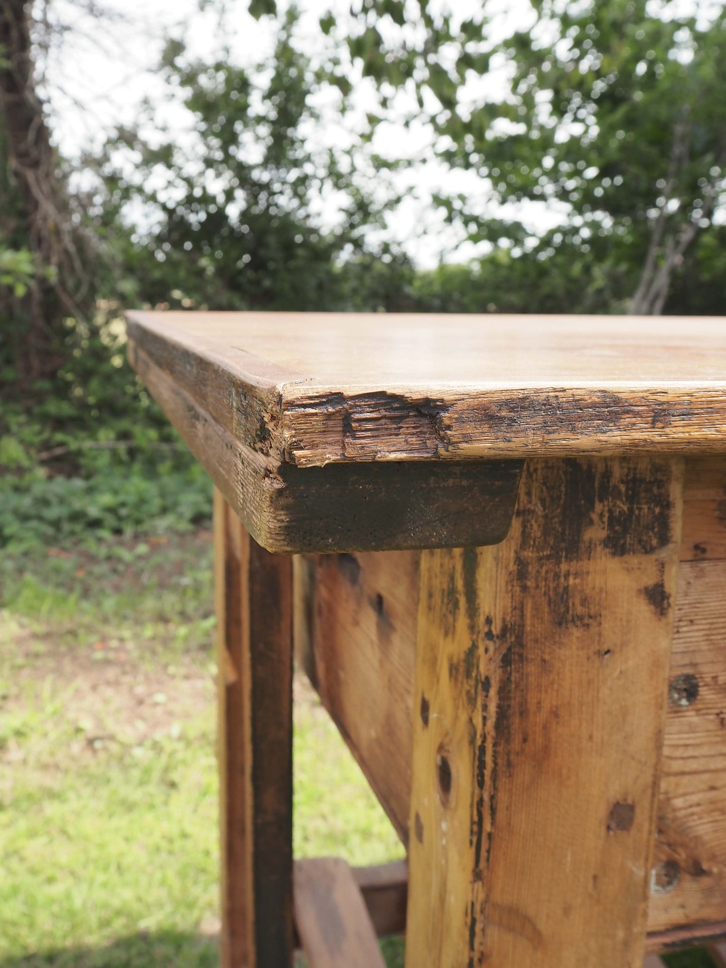 Vintage Antique Large Textile Mill Pitch Pine Inspection Table / Dining Table / Kitchen Island