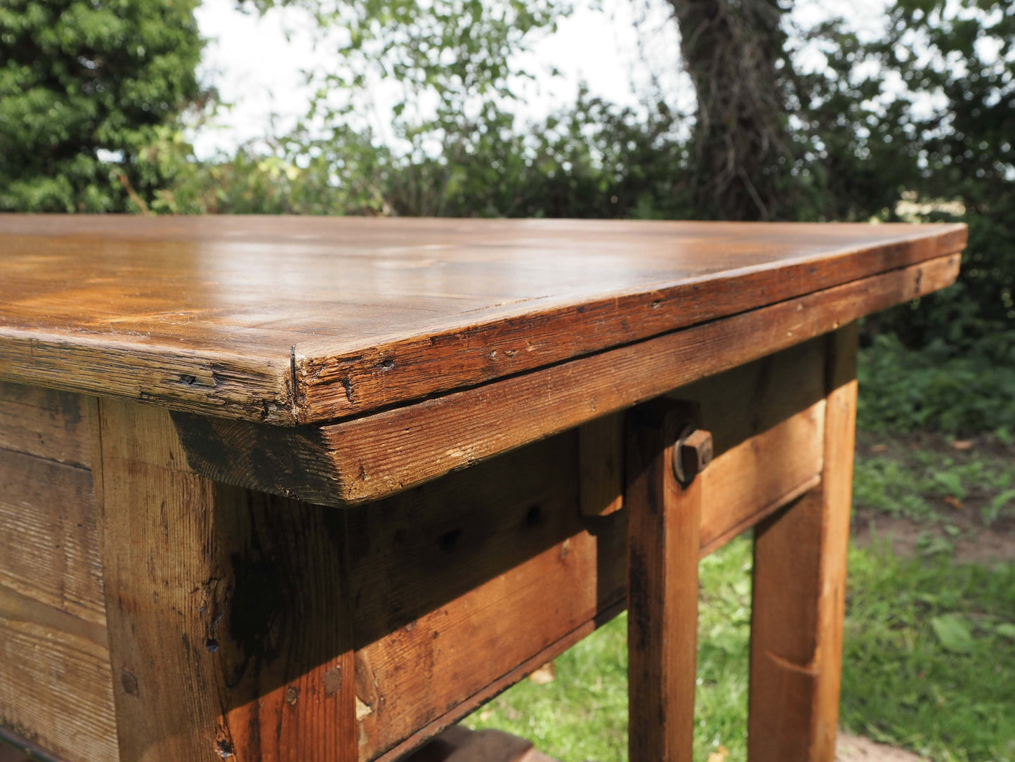 Vintage Antique Large Textile Mill Pitch Pine Inspection Table / Dining Table / Kitchen Island