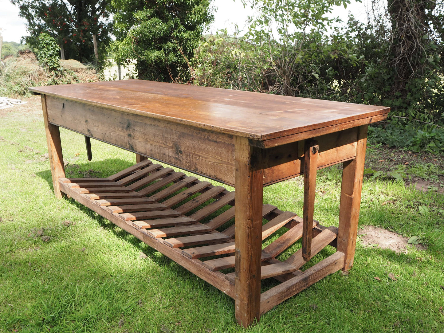 Vintage Antique Large Textile Mill Pitch Pine Inspection Table / Dining Table / Kitchen Island