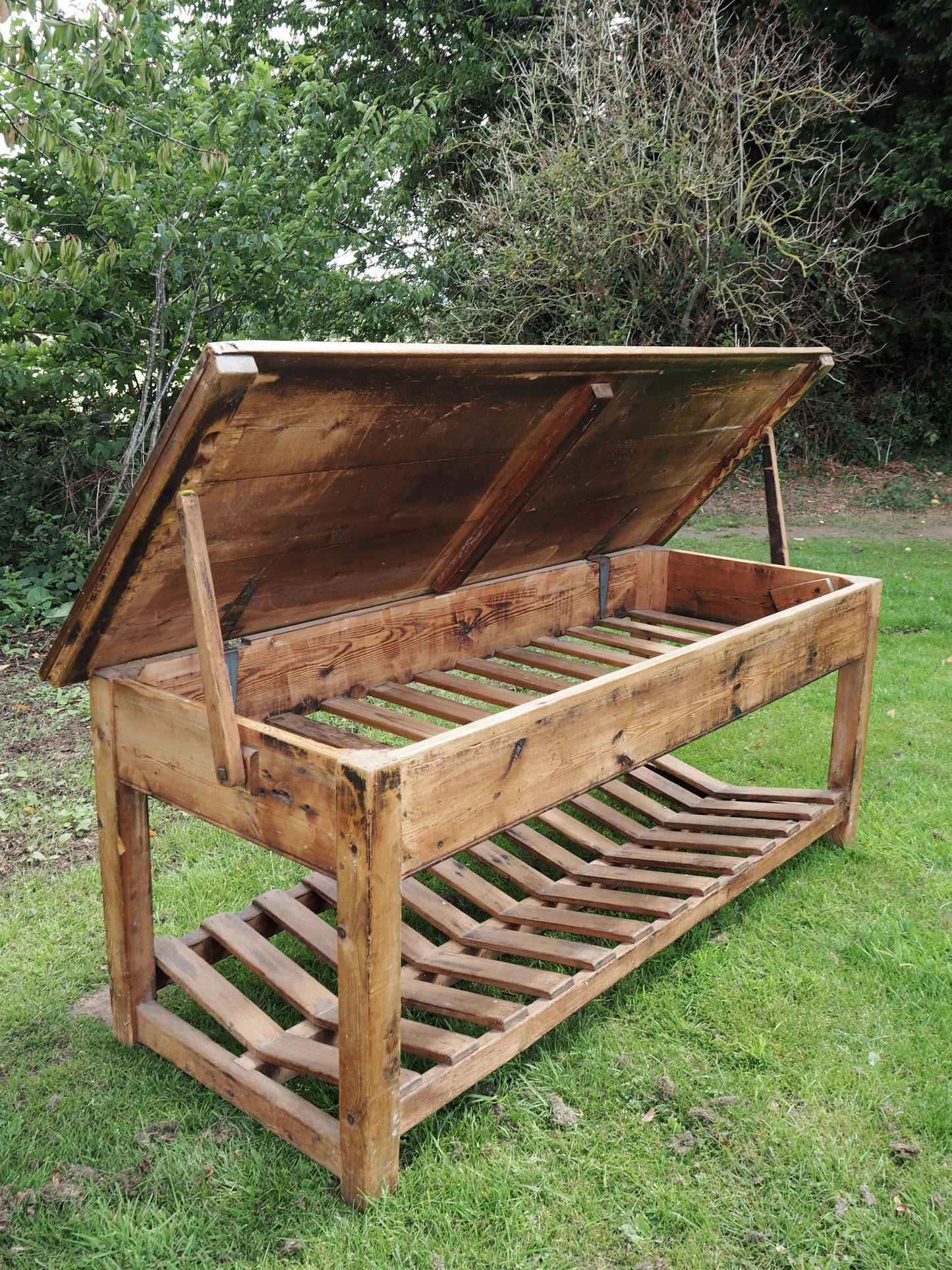 Vintage Antique Large Textile Mill Pitch Pine Inspection Table / Dining Table / Kitchen Island