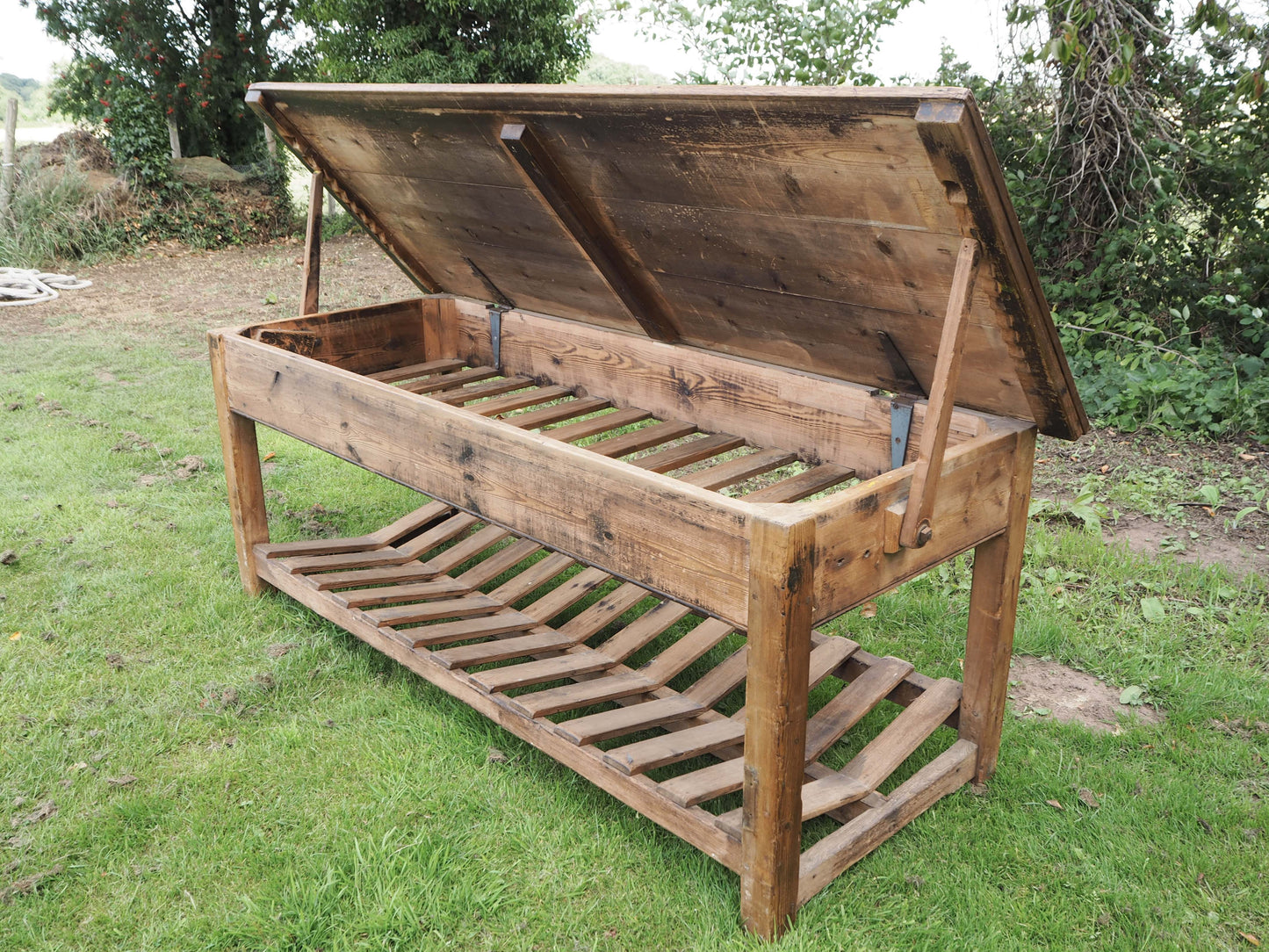 Vintage Antique Large Textile Mill Pitch Pine Inspection Table / Dining Table / Kitchen Island